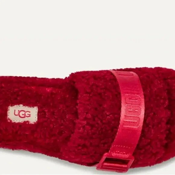 UGG Red Fluffita Slide Sandals  W 8 NIB HTF - Picture 5 of 9